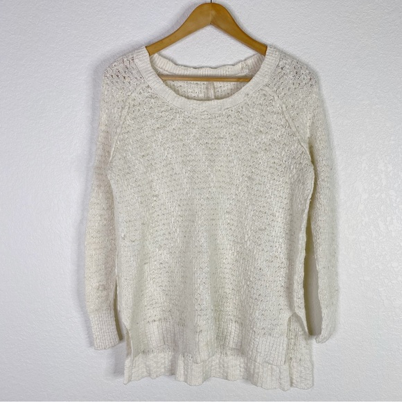 Free People Sweaters - Free People Ivory Textured Wool Blend Knit Pullover Sweater